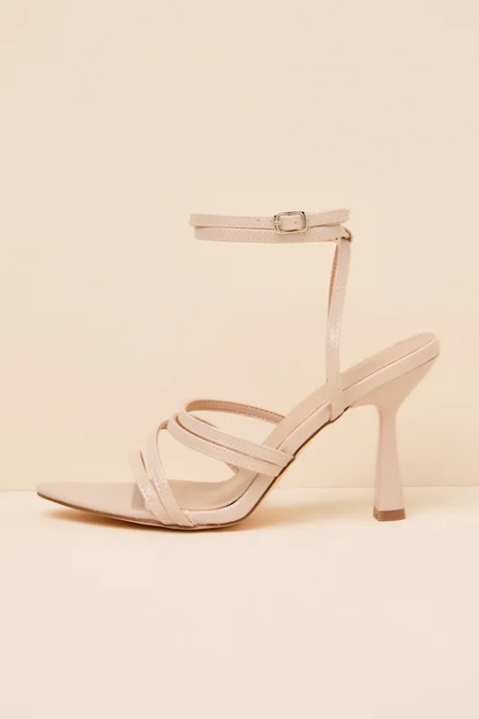 Adeana Beige Strappy Ankle Strap High Heel Sandals made by Lulus