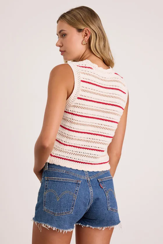 Kipi Ivory Multi Striped Sweater Knit Tank Top sold by Lulus product image thumbnail 2