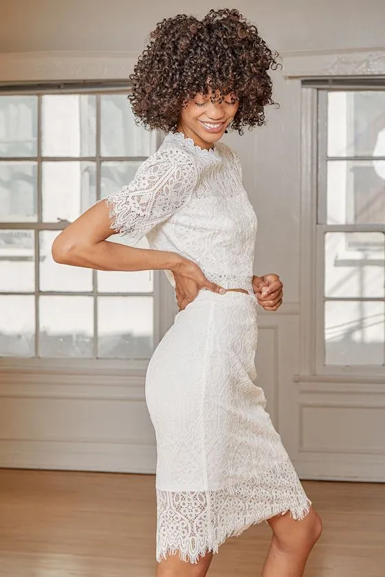 Joys of Love White Lace Two-Piece Bodycon Midi Dress sold by Lulus product image thumbnail 3