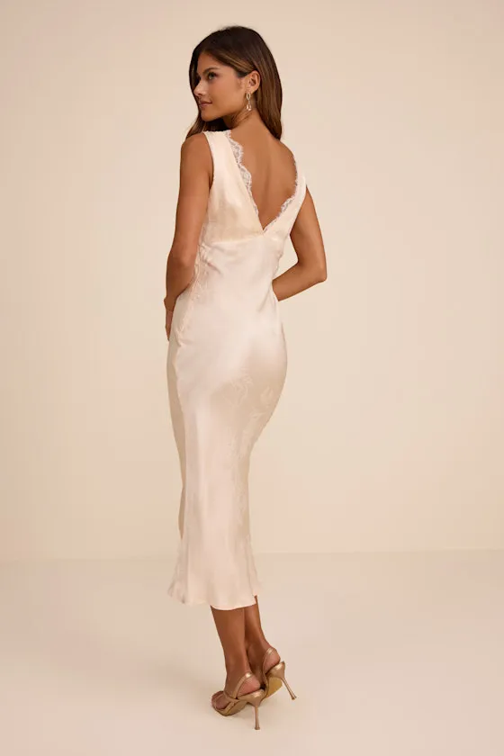 Marin Blush Satin Jacquard Slip Midi Dress sold by Lulus product image thumbnail 3