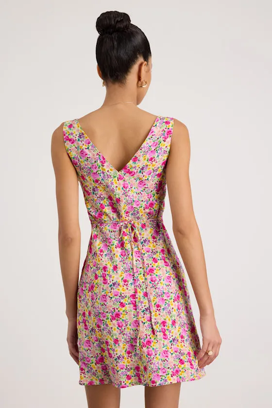 Vanessa Pink Multi Floral Sleeveless Mini Dress sold by Lulus product image thumbnail 2