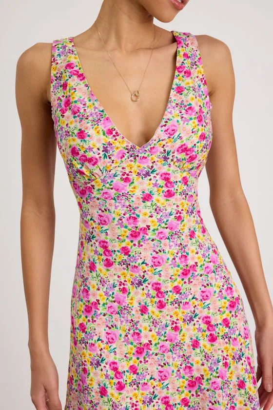 Vanessa Pink Multi Floral Sleeveless Mini Dress sold by Lulus product image thumbnail 4