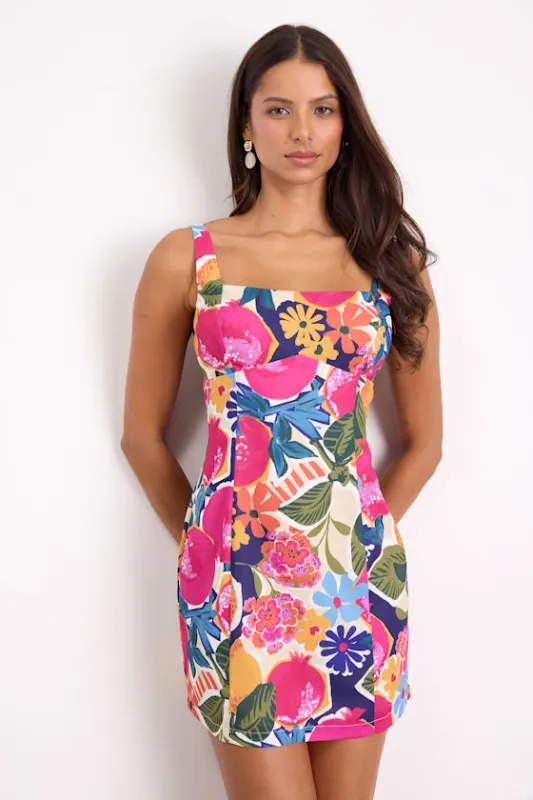 Exuberant Chicness Multi Floral Sleeveless Mini Dress made by Lulus