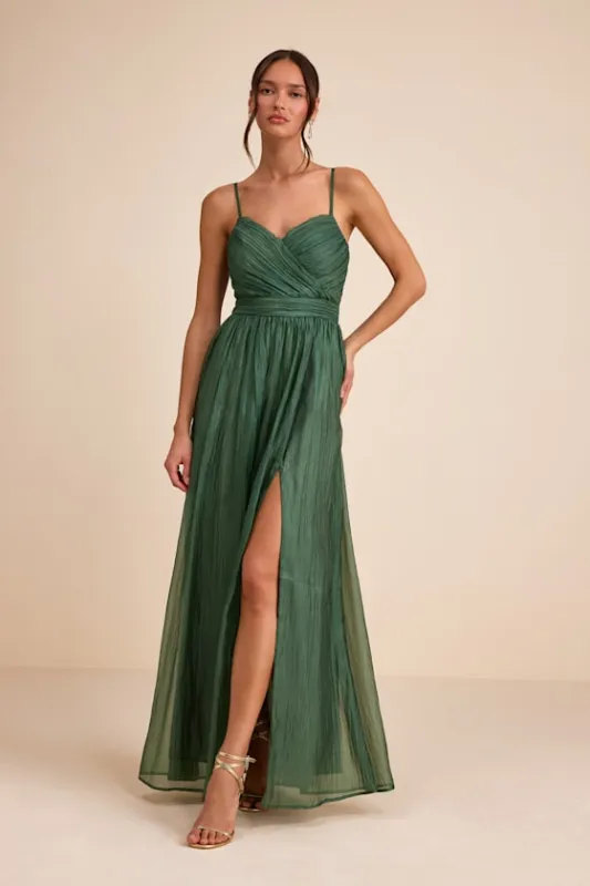 Rosalind Green Organza Strapless Maxi Dress made by Lulus