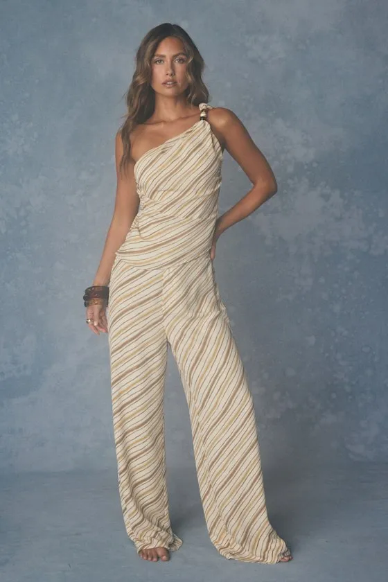 Vanna White and Brown Striped Tie-Back Top sold by Lulus product image thumbnail 4