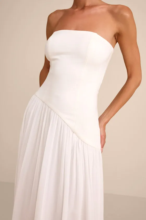 Katia White Strapless Drop Waist Maxi Dress sold by Lulus product image thumbnail 2