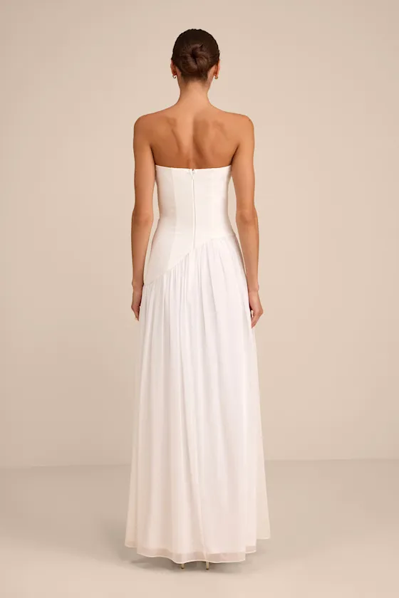Katia White Strapless Drop Waist Maxi Dress sold by Lulus product image thumbnail 3