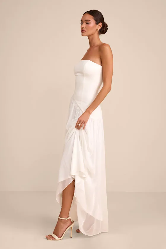 Katia White Strapless Drop Waist Maxi Dress sold by Lulus product image thumbnail 4