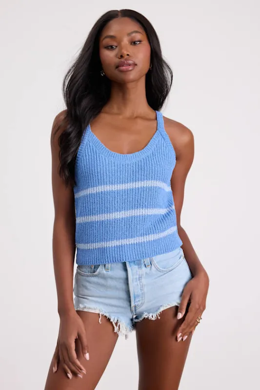 Effortless Sunshine Blue Striped Sweater Tank Top made by Lulus