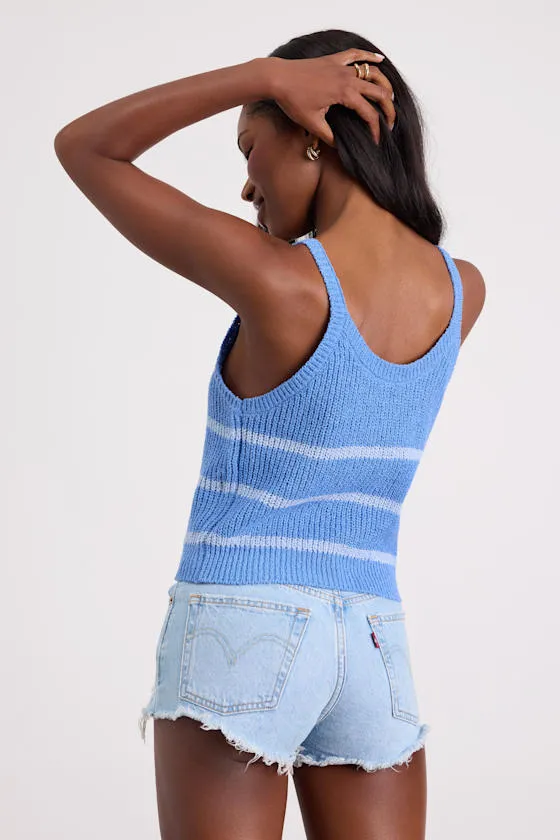 Effortless Sunshine Blue Striped Sweater Tank Top sold by Lulus product image thumbnail 3