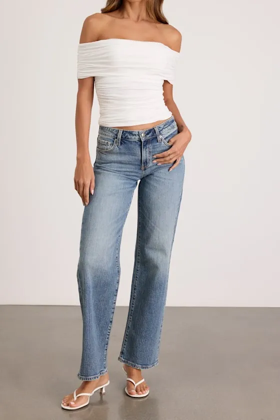 Jarena White Ruched Off-the-Shoulder Top sold by Lulus product image thumbnail 4