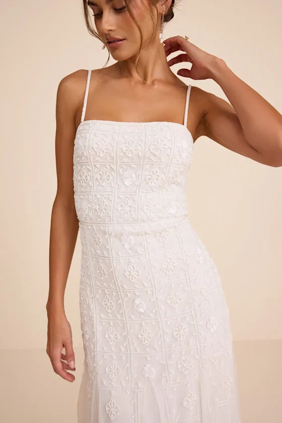 Liliane White Beaded Sleeveless Maxi Dress sold by Lulus product image thumbnail 2