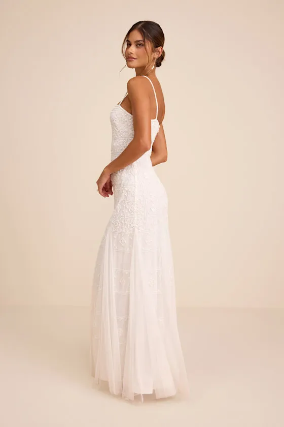 Liliane White Beaded Sleeveless Maxi Dress sold by Lulus product image thumbnail 4