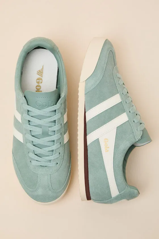 Apollo Green Mist and Off White Suede Lace-Up Sneakers sold by Lulus