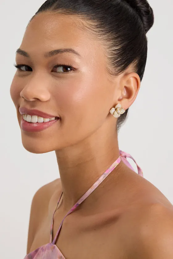 Moxie 14KT Gold Pearl Flower Stud Earrings sold by Lulus product image thumbnail 3