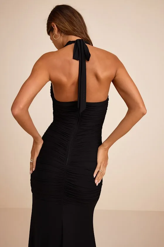 Fiametta Black Ruched Maxi Dress sold by Lulus product image thumbnail 2