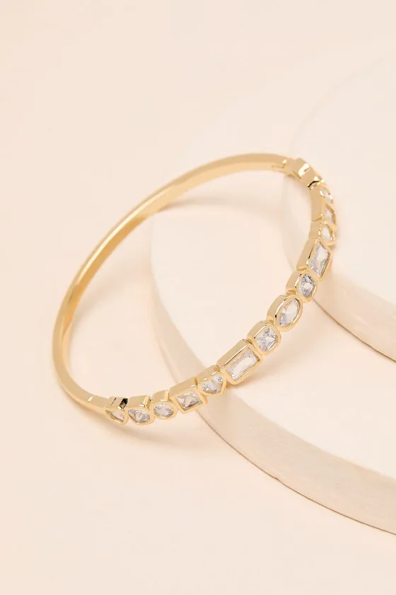 Mimi 14KT Gold Bezel Rhinestone Bangle Bracelet sold by Lulus product image thumbnail 2