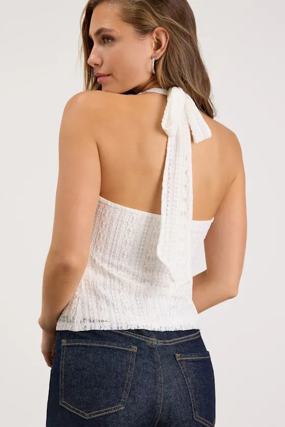 Avera Ivory Lace Ruffled Halter Top sold by Lulus product image thumbnail 2