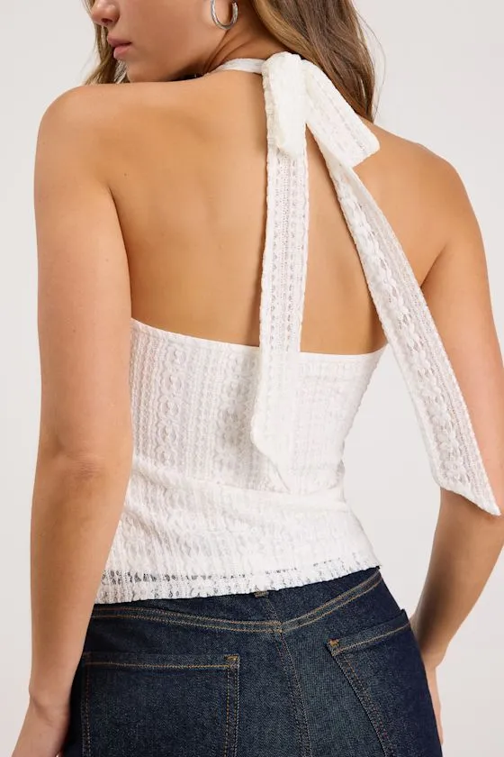 Avera Ivory Lace Ruffled Halter Top sold by Lulus product image thumbnail 4
