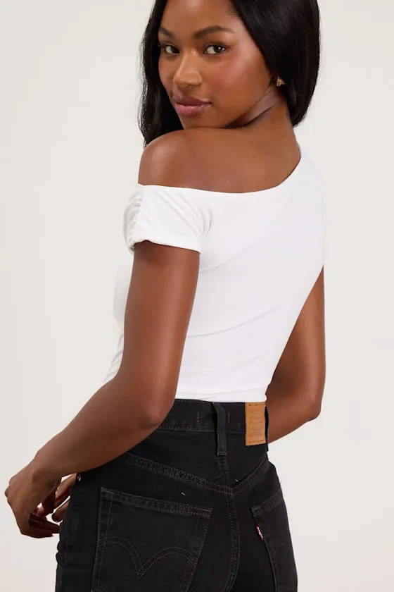 Lulah Ivory Slinky Knit Asymmetrical Bodysuit sold by Lulus product image thumbnail 2