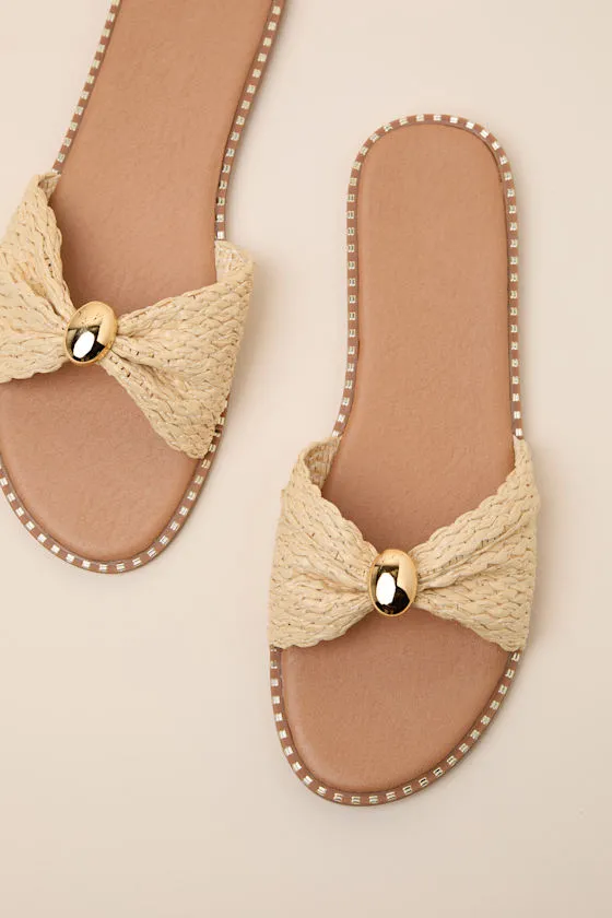 Robby Beige Raffia Slide Sandals sold by Lulus product image thumbnail 2
