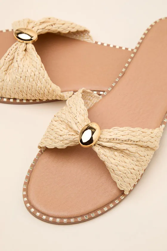 Robby Beige Raffia Slide Sandals sold by Lulus product image thumbnail 3
