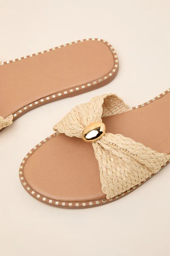 Robby Beige Raffia Slide Sandals sold by Lulus product image thumbnail 4