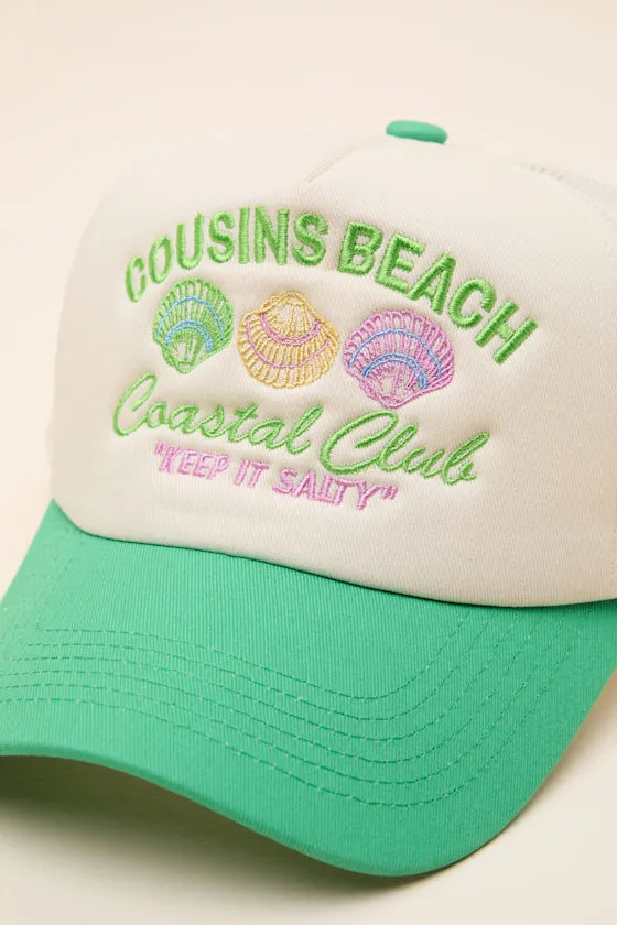 Coastal Club Cream and Green Mesh Trucker Hat sold by Lulus product image thumbnail 2