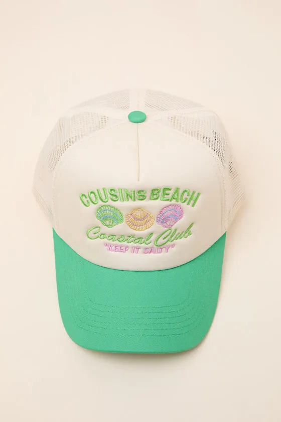 Coastal Club Cream and Green Mesh Trucker Hat sold by Lulus product image thumbnail 3