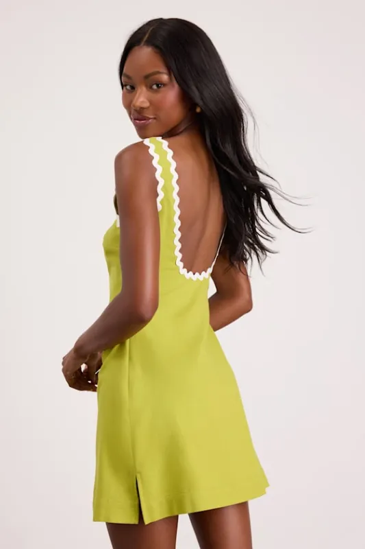 Xiomara Chartreuse Square-Neck Mini Dress made by Lulus