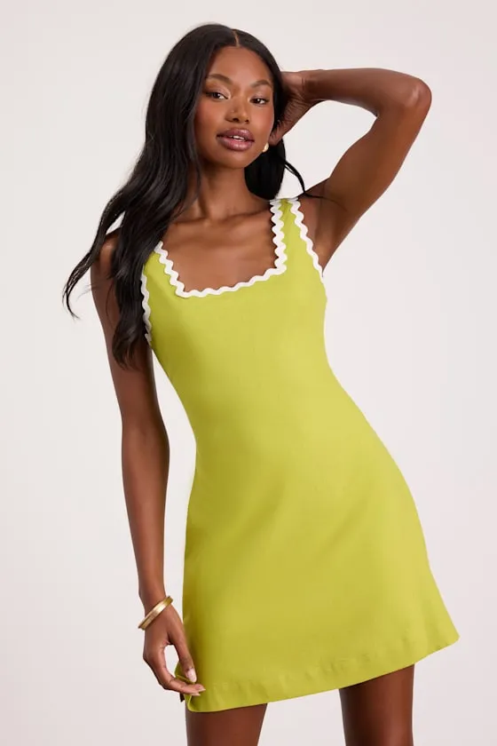 Xiomara Chartreuse Square-Neck Mini Dress sold by Lulus product image thumbnail 2