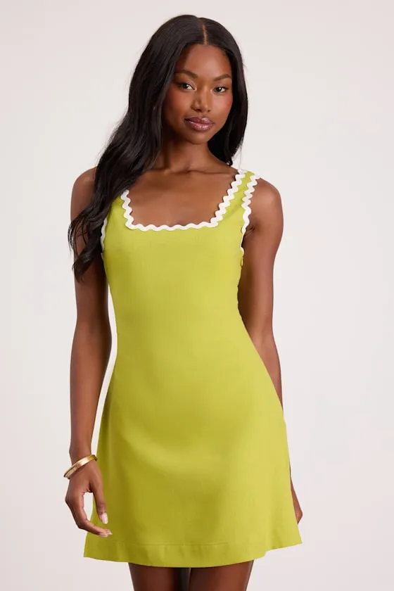 Xiomara Chartreuse Square-Neck Mini Dress sold by Lulus product image thumbnail 4