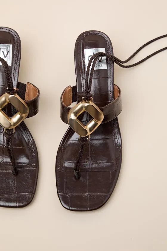 Stanza Brown Lace-Up Low Heel Sandals sold by Lulus
