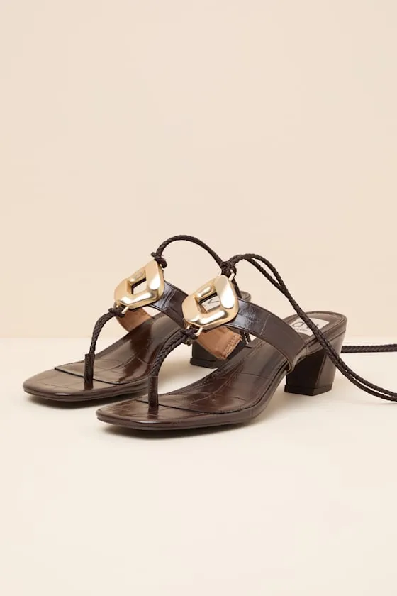 Stanza Brown Lace-Up Low Heel Sandals sold by Lulus product image thumbnail 4