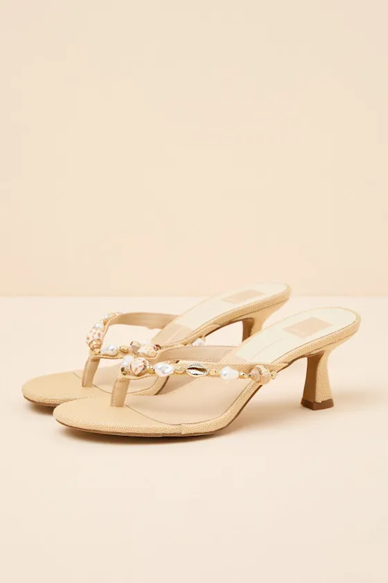 Daksie Light Natural Raffia Kitten Heel Thong Sandals sold by Lulus product image thumbnail 4