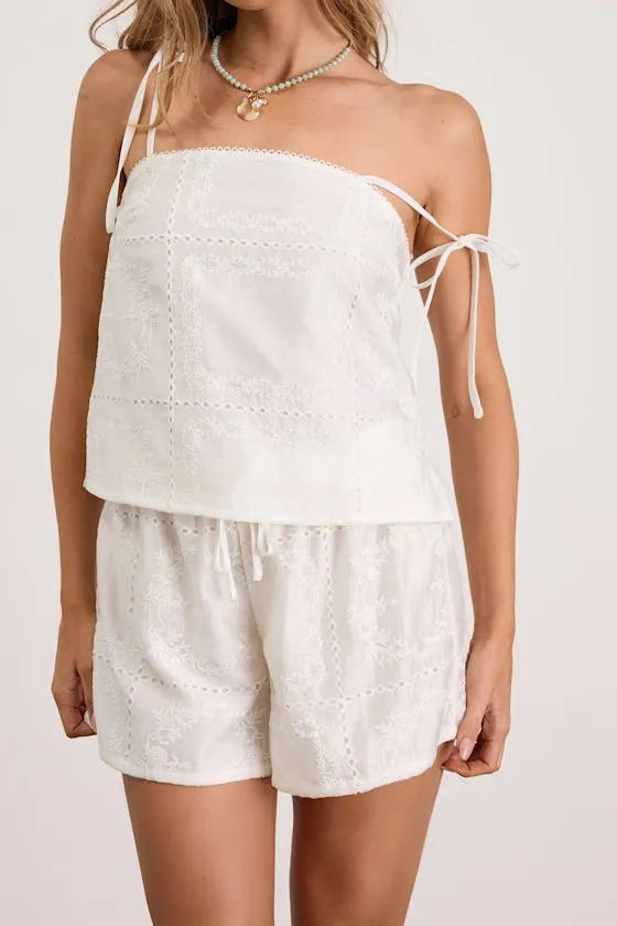 Misa White Embroidered Tie-Strap Tank Top sold by Lulus product image thumbnail 4
