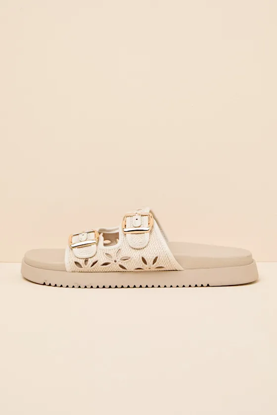 Honey Ivory Floral Buckle Slide Sandals sold by Lulus product image thumbnail 2