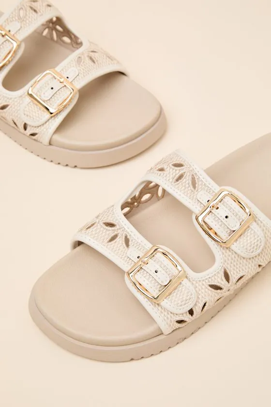 Honey Ivory Floral Buckle Slide Sandals sold by Lulus product image thumbnail 3