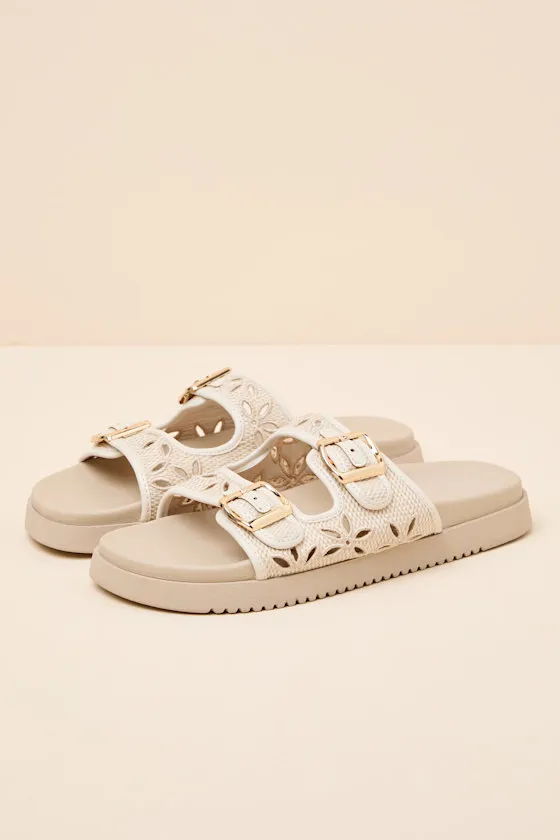 Honey Ivory Floral Buckle Slide Sandals sold by Lulus product image thumbnail 4