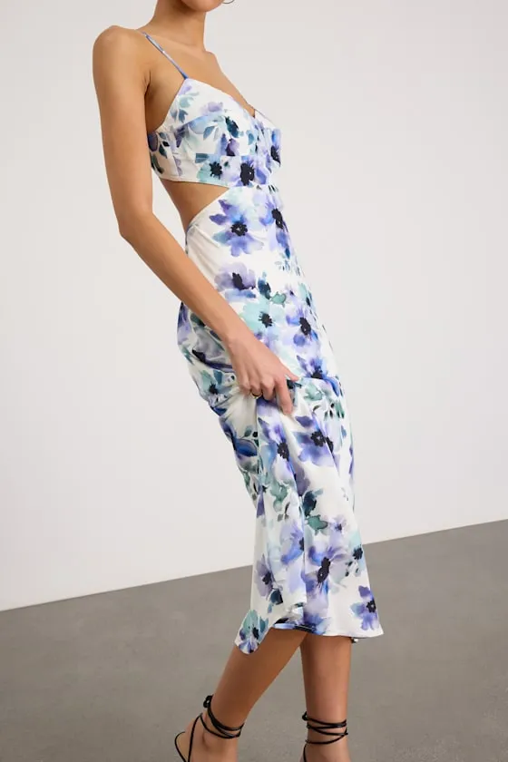 Janetta White Multi Floral Cutout Midi Dress sold by Lulus product image thumbnail 2