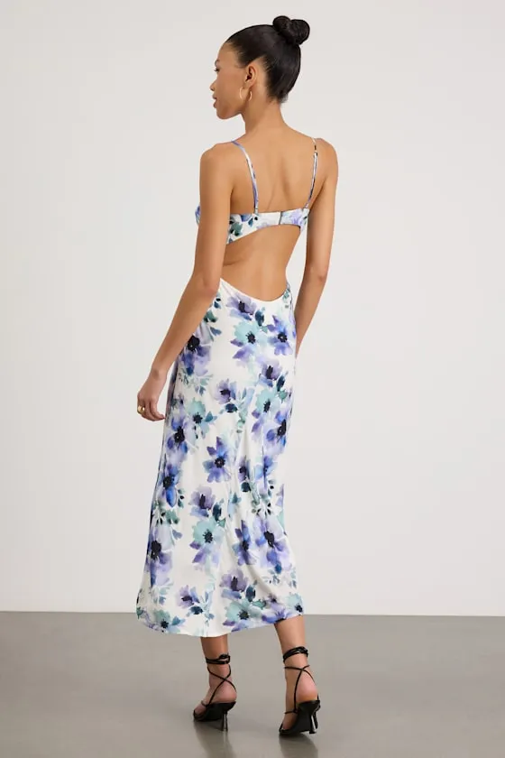 Janetta White Multi Floral Cutout Midi Dress sold by Lulus product image thumbnail 3