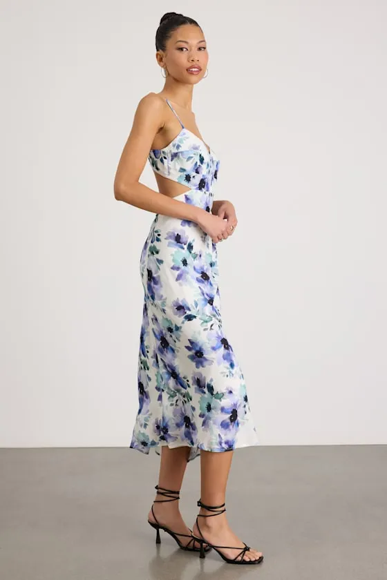 Janetta White Multi Floral Cutout Midi Dress sold by Lulus product image thumbnail 4