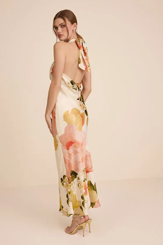 Diane White Multi Floral Cowl Maxi Dress sold by Lulus product image thumbnail 3