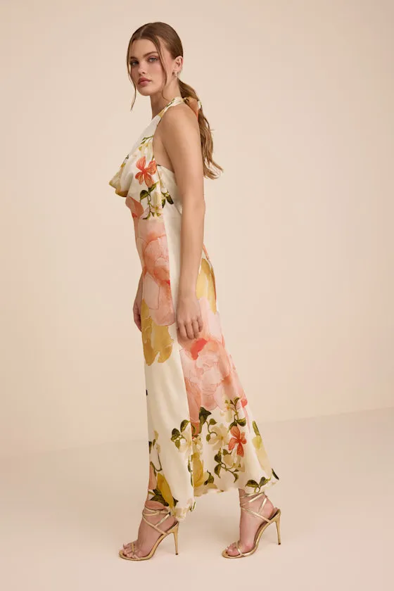 Diane White Multi Floral Cowl Maxi Dress sold by Lulus product image thumbnail 4
