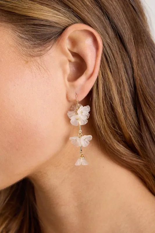 Izabella White Flower Drop Earrings made by Lulus