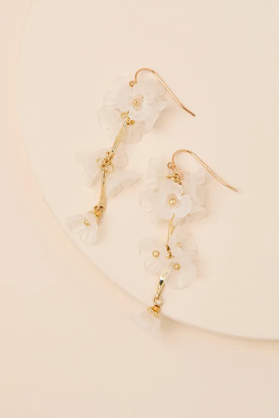 Izabella White Flower Drop Earrings sold by Lulus product image thumbnail 2