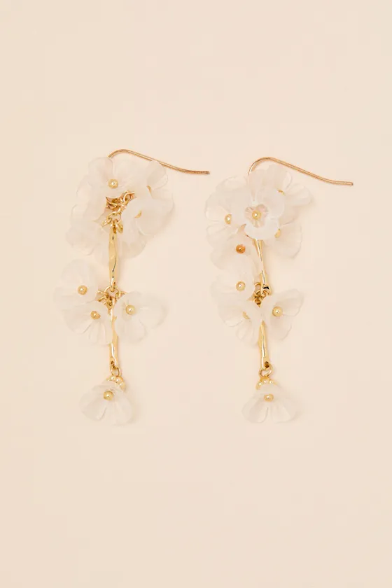 Izabella White Flower Drop Earrings sold by Lulus product image thumbnail 4