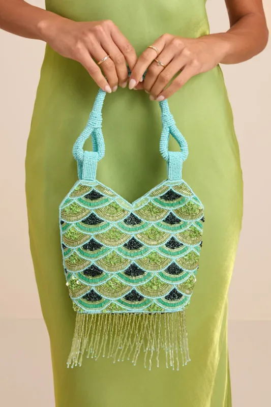 Sonia Green Multi Beaded Fringe Handbag made by Lulus