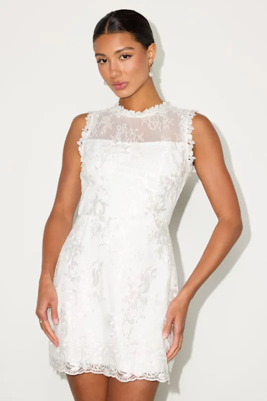 Cirella White Embroidered Sleeveless Mini Dress made by Lulus