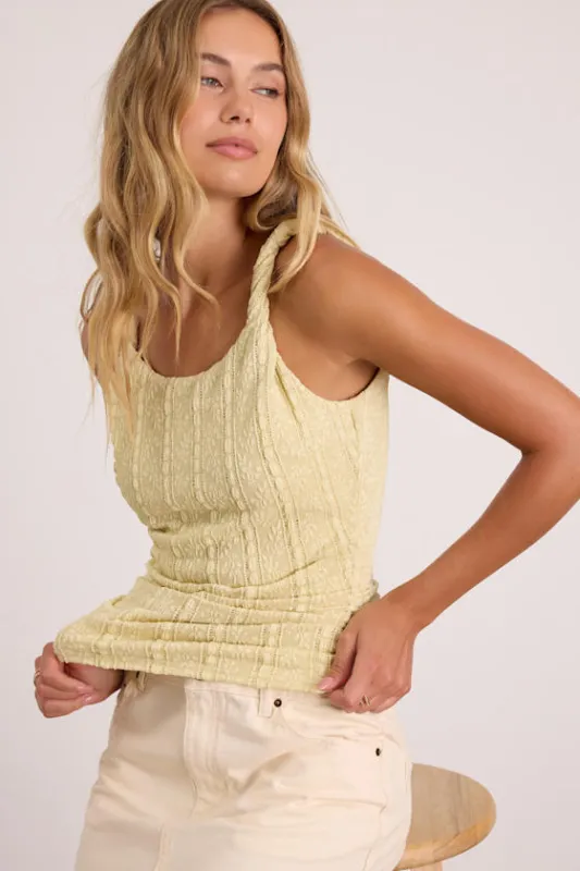 Roan Light Green Lace Twist Strap Tank Top made by Lulus